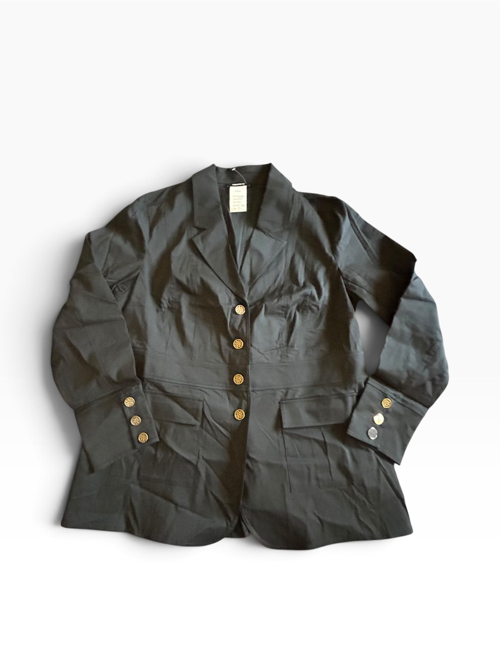 Classic Black Blazer with Gold Button Detail